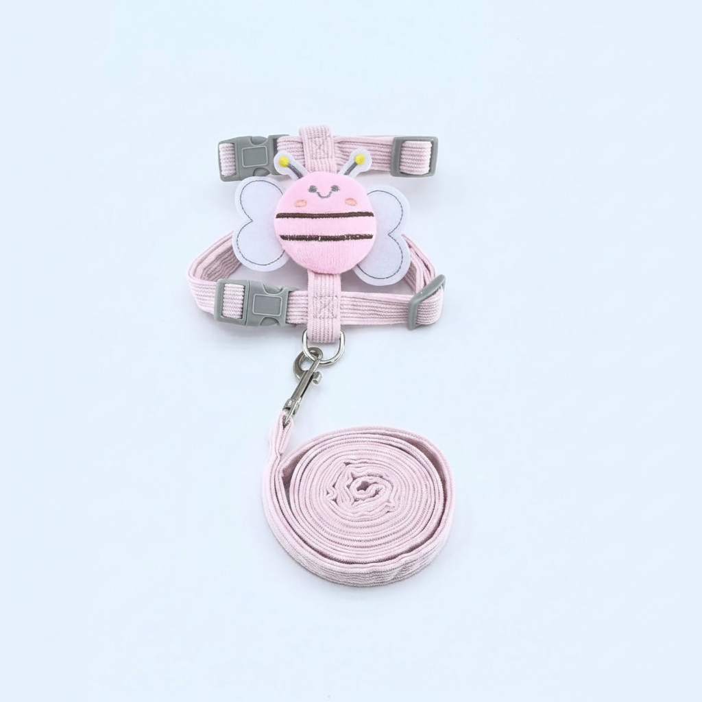 Adjustable Bee Design Pet Harness And Leash Set For Cats And Small Dogs