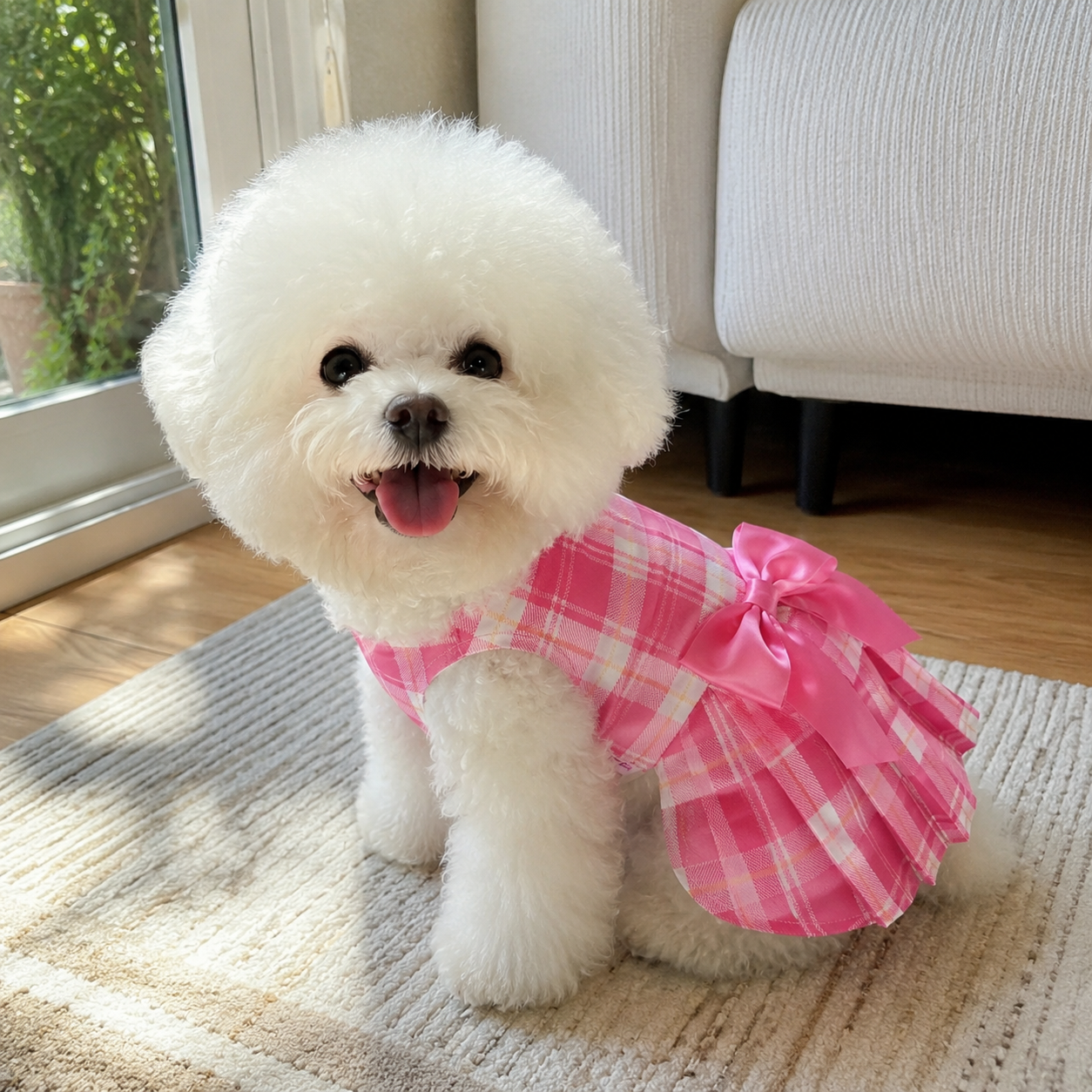 Summer Pack Of 4 Bowknot Plaid Dresses For Dogs