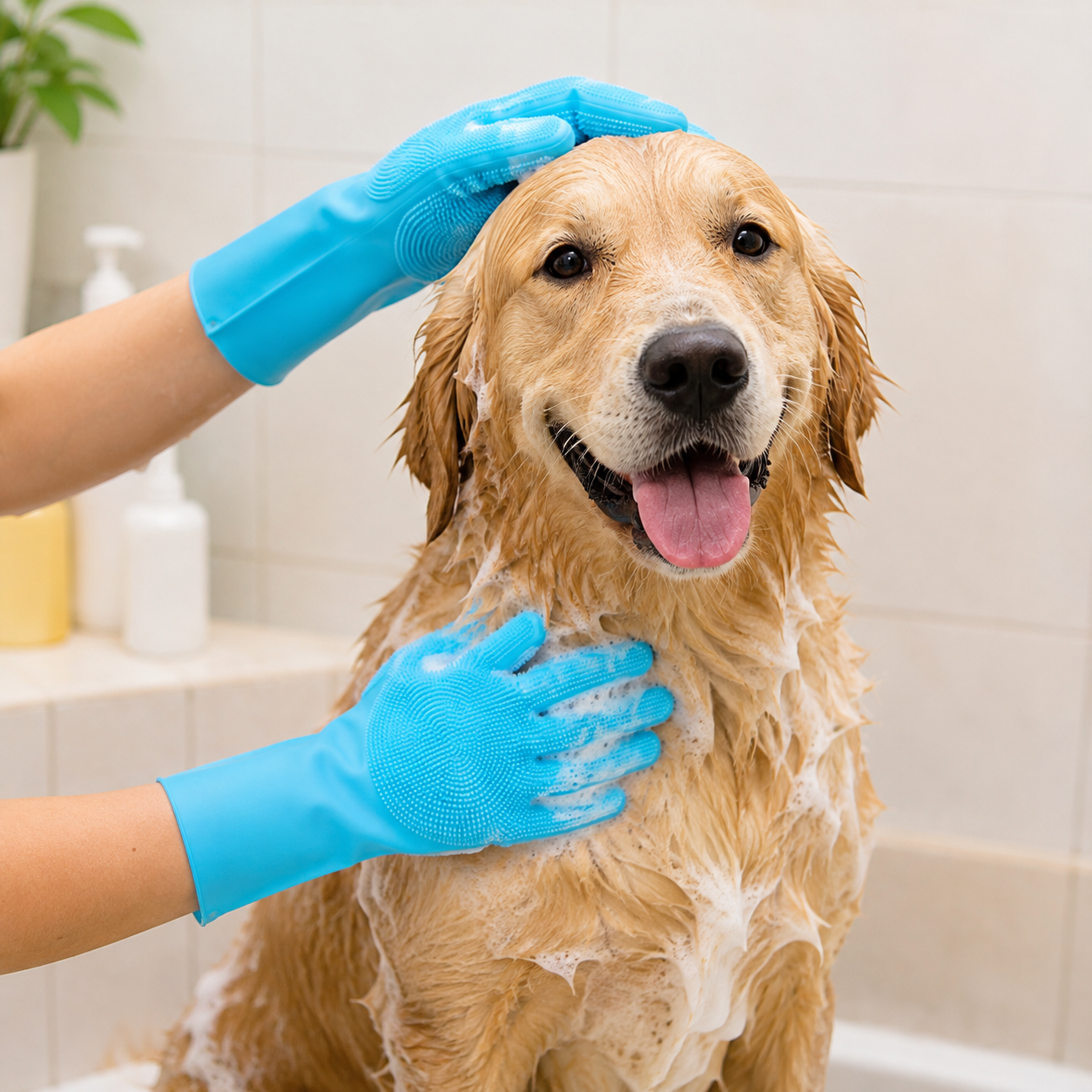 Silicone Pet Grooming Gloves for Bathing Cleaning Use