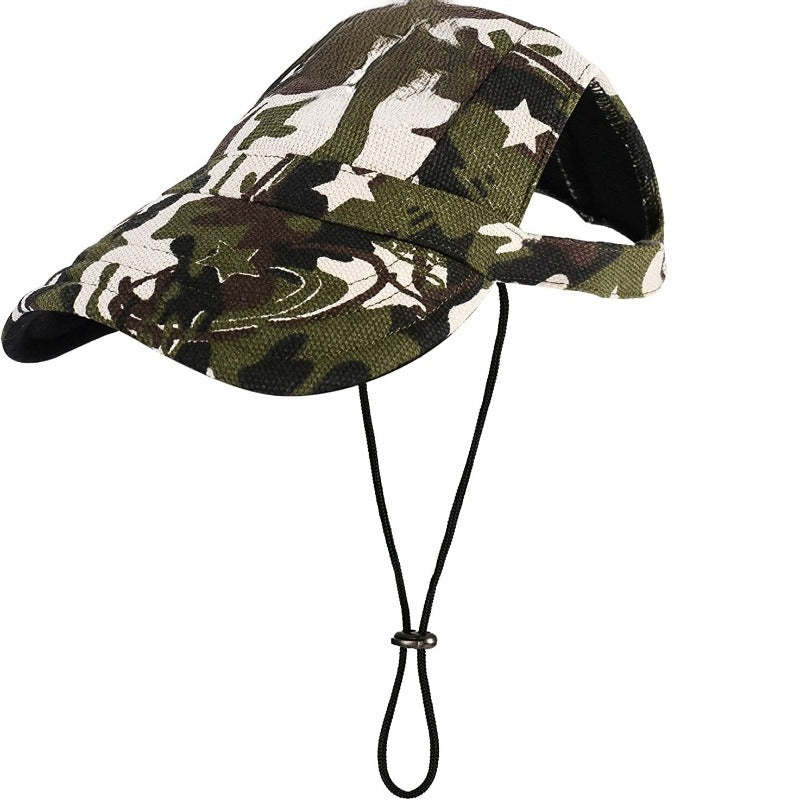 Baseball Dog Hat's With Ear Holes And Adjustable Drawstring-Paw Print Pad