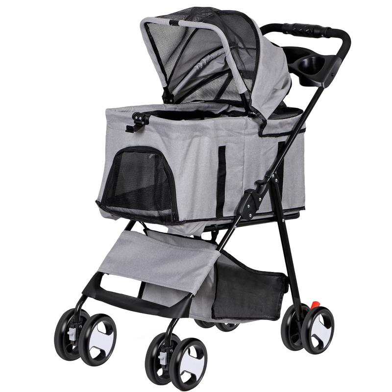 3 in 1 Foldable Fabric Stroller With Detachable Carrier For Pets