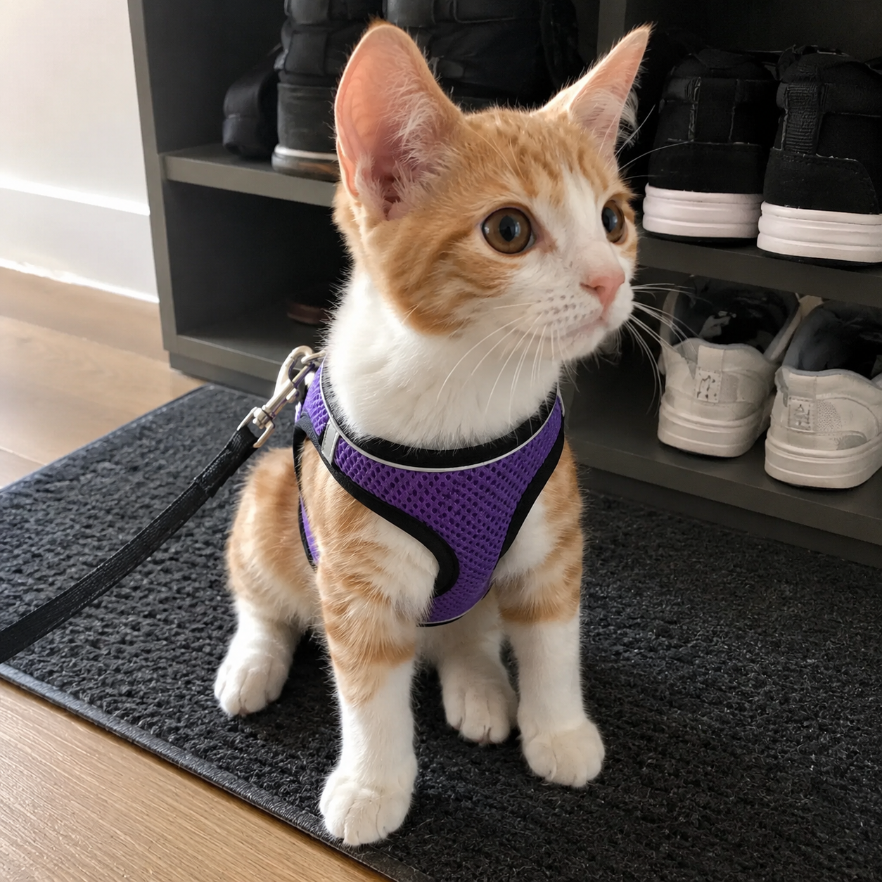 Adjustable Reflective Soft Vest Harness And Leash For Cats