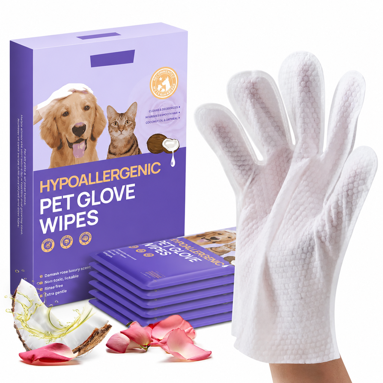 Deshedding Cleaning And Soothing Grooming Coconut Oil Wipes For Dogs And Cats