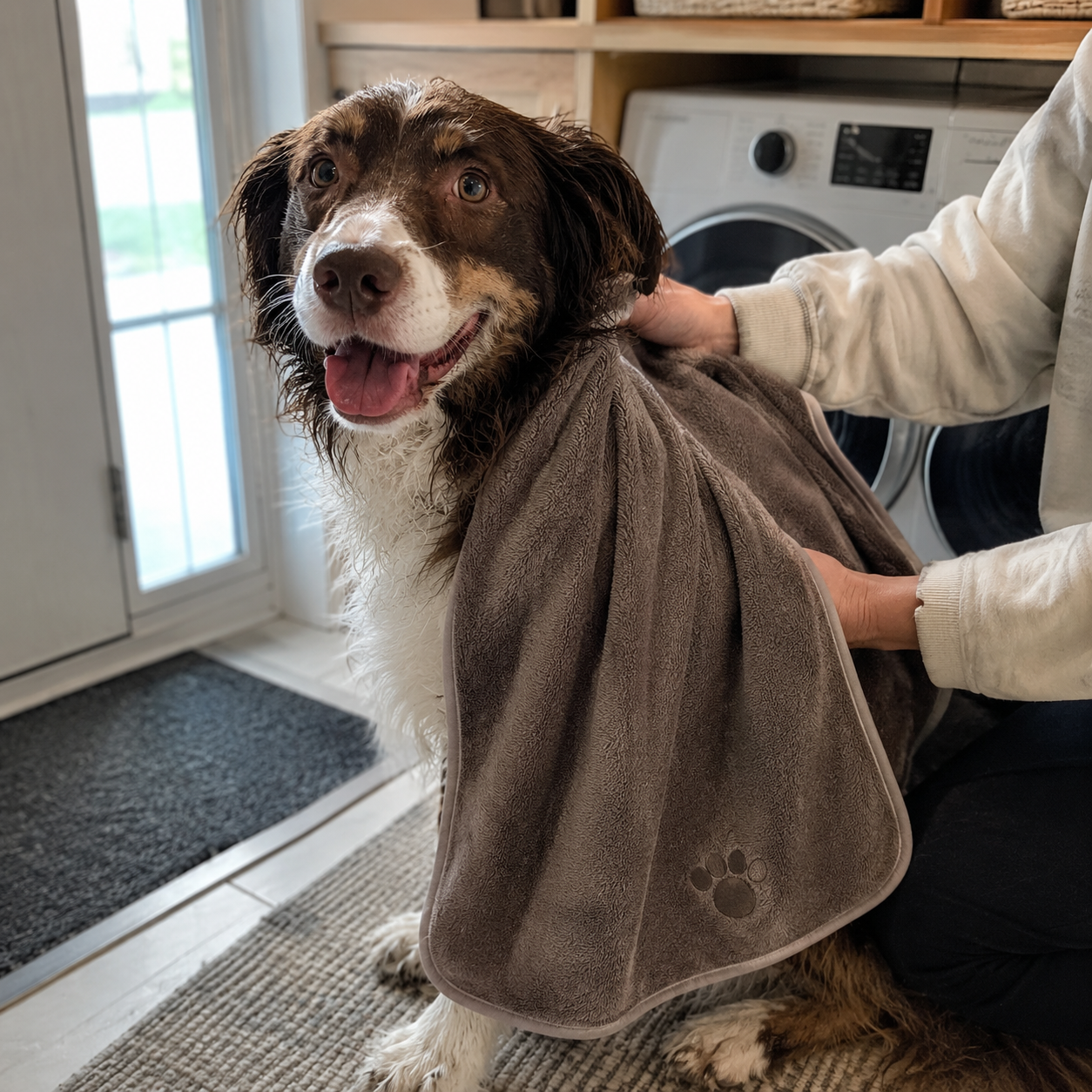 Embroidered Quick Dry Paw Design Pet Cloth Towel 
