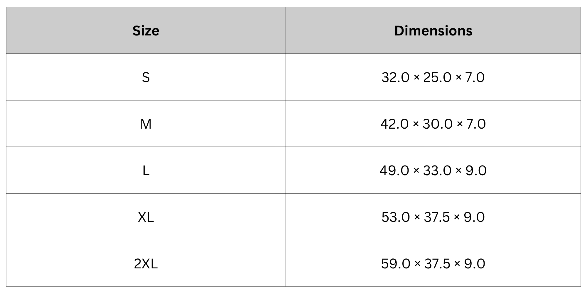 Size Chart