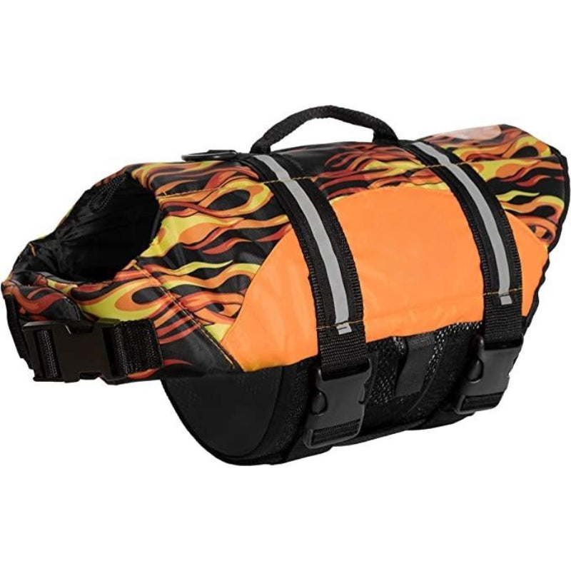 Dog Life Jacket, Neoprene Dog Life Vest For Swimming And Boating - Red-Paw Print Pad