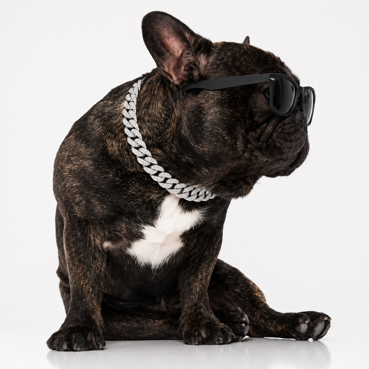 Rhinestone Cuban Chain Dog Collar With Full Buckle Design For Pets