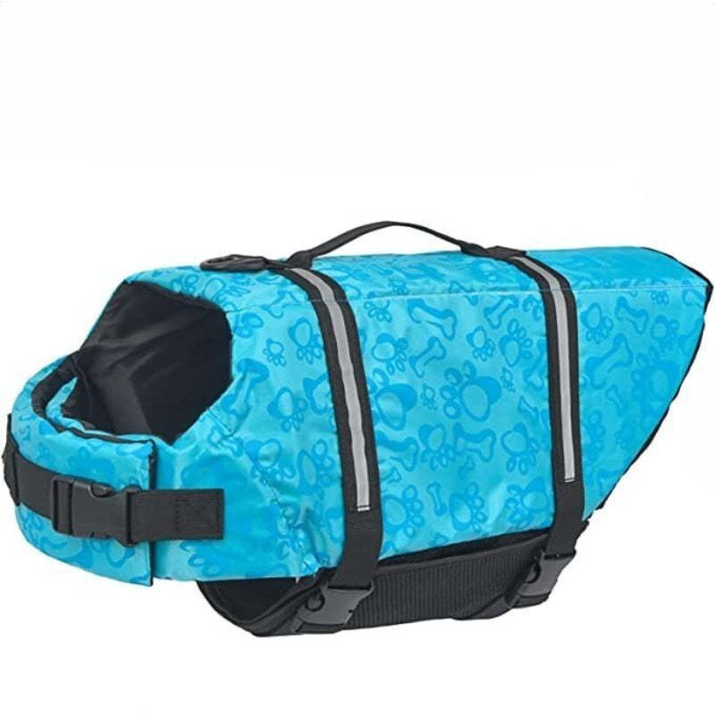 Dog Life Jacket With Adjustable Lifesaver And High Buoyancy Swimsuit-Paw Print Pad