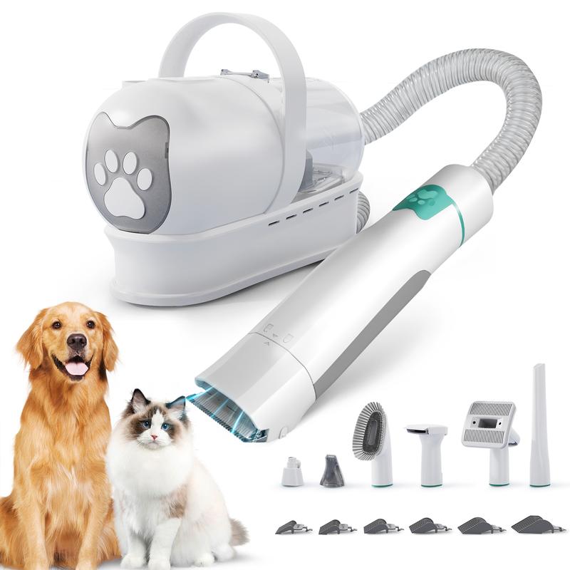 7 in 1 Pet Grooming Vacuum Kit with Shedding Brush Trimmer and Hair Removal Tools