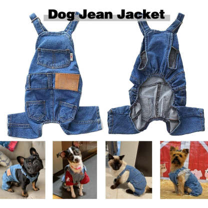 Dog Shirts Clothes Denim, Pet Jeans Onesies Apparel-Paw Print Pad