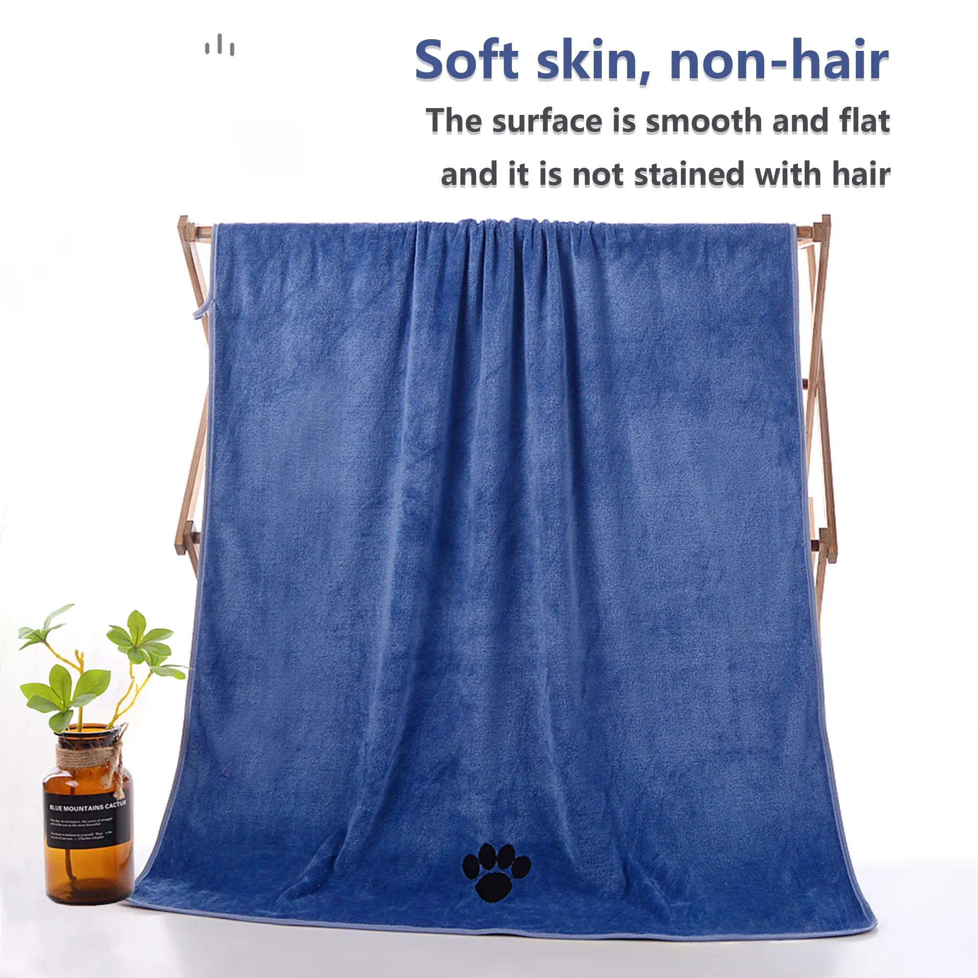Super-Absorbent Quick-Dry Microfiber Pet Bathing Cloth for Dogs and Cats, Embroidered Paw Design Pet Towel, Ideal for Grooming #GLOBAL PICKS