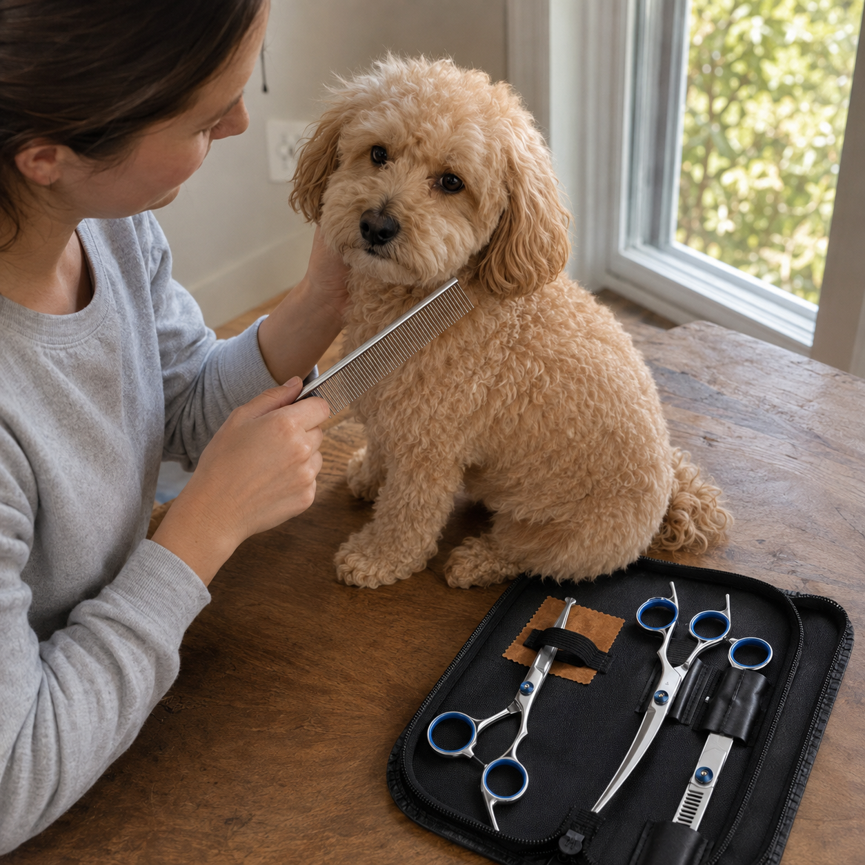 5 in 1 Pet Grooming Scissor Set with Thinning Shears and Safety Tips