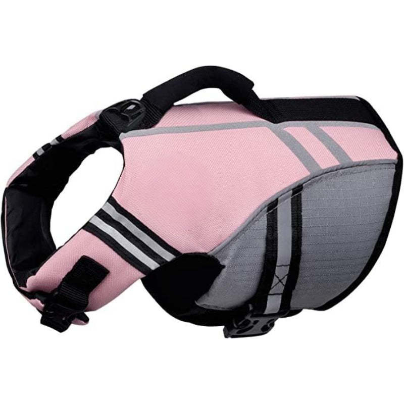 New Sports Style Ripstop Dog Life Jacket With Superior Buoyancy & Rescue Handle, Bright Yellow, M-Paw Print Pad