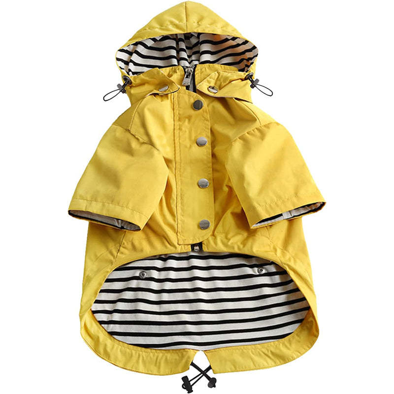 Dog Zip Up Dog Raincoat With Reflective Buttons-Paw Print Pad