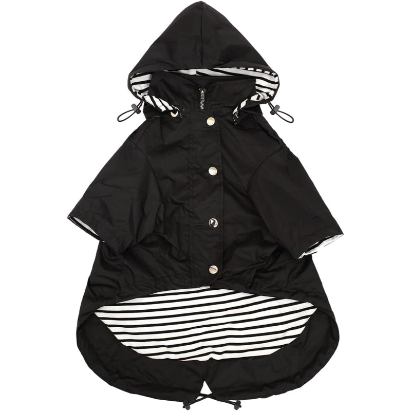 Dog Zip Up Dog Raincoat With Reflective Buttons-Paw Print Pad