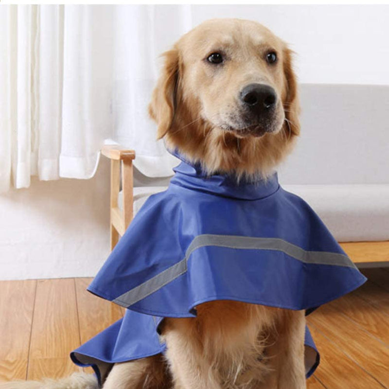Large Dog Raincoat Adjustable Pet Water Proof Clothes Lightweight Rain Jacket Poncho Hoodies With Strip Reflective-Paw Print Pad