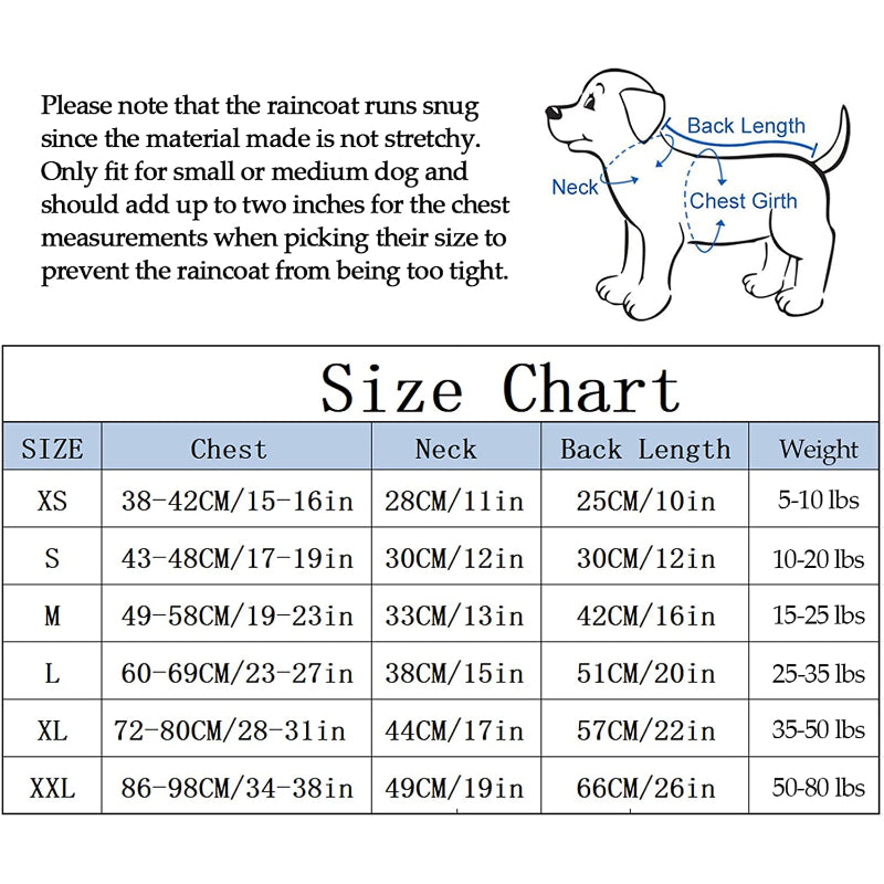 Dog Zip Up Dog Raincoat With Reflective Buttons-Paw Print Pad