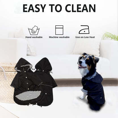 Dog Zip Up Dog Raincoat With Reflective Buttons-Paw Print Pad