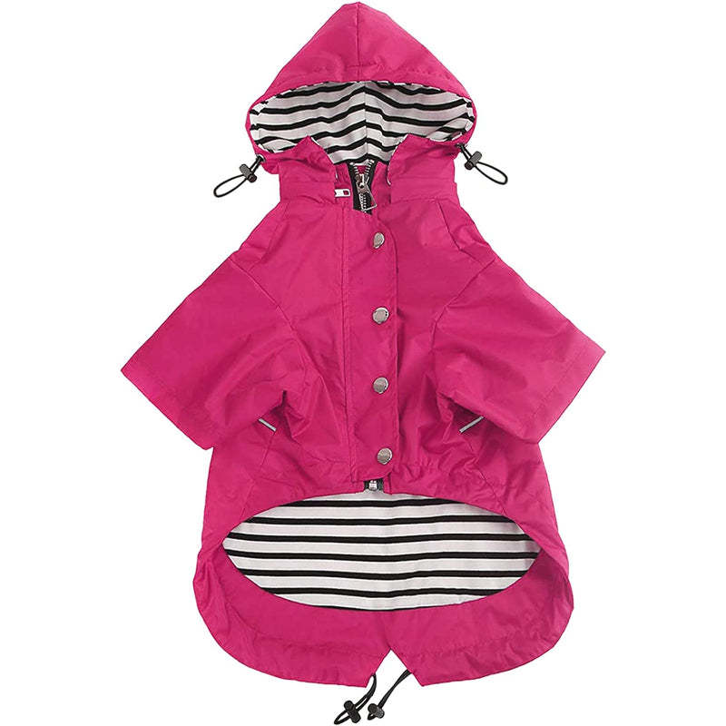 Dog Zip Up Dog Raincoat With Reflective Buttons-Paw Print Pad