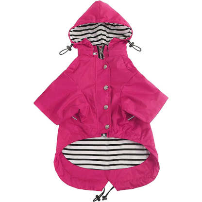 Dog Zip Up Dog Raincoat With Reflective Buttons-Paw Print Pad
