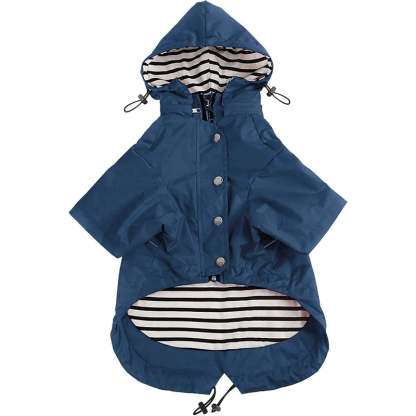 Dog Zip Up Dog Raincoat With Reflective Buttons-Paw Print Pad