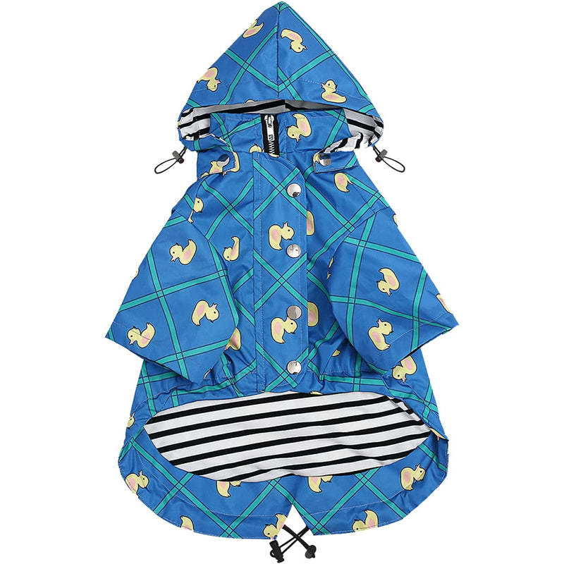 Dog Zip Up Dog Raincoat With Reflective Buttons-Paw Print Pad
