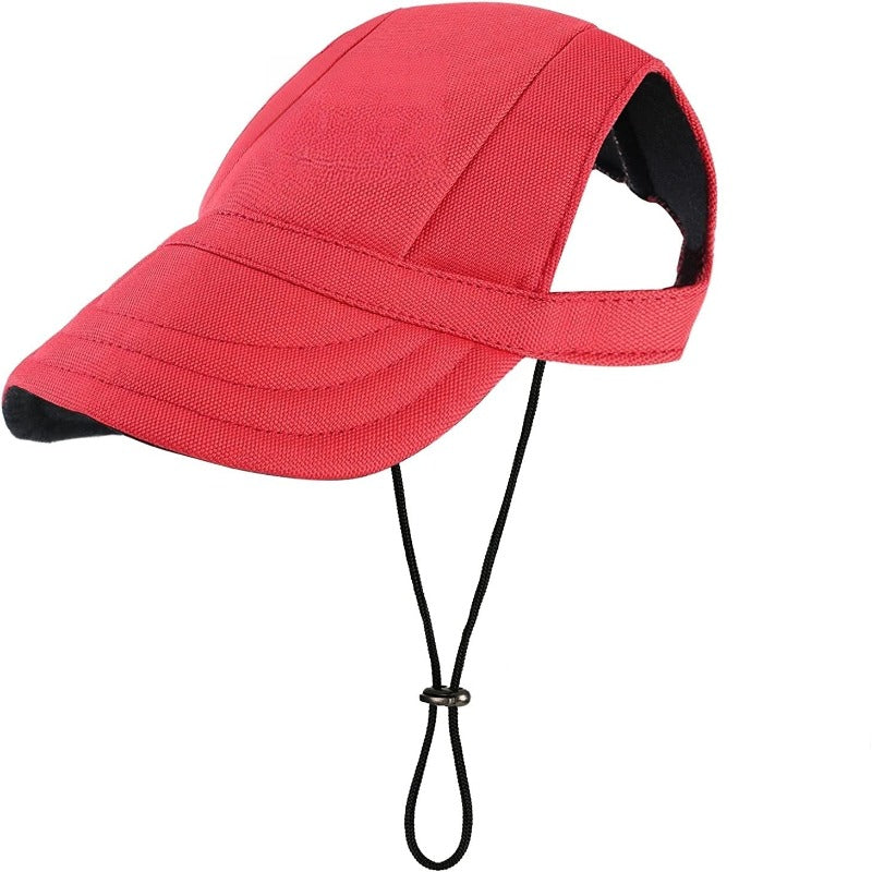 Baseball Dog Hat's With Ear Holes And Adjustable Drawstring-Paw Print Pad