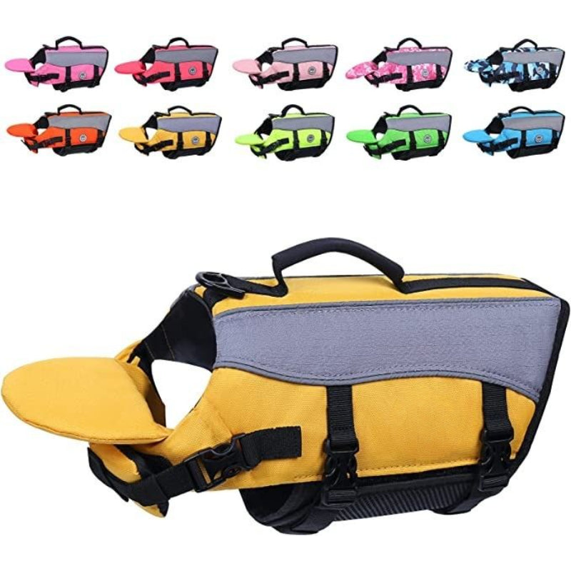 Dog Life Jackets With Extra Padding Pet Safety Vest For Dogs Lifesaver Preserver, Yellow, X-small-Paw Print Pad