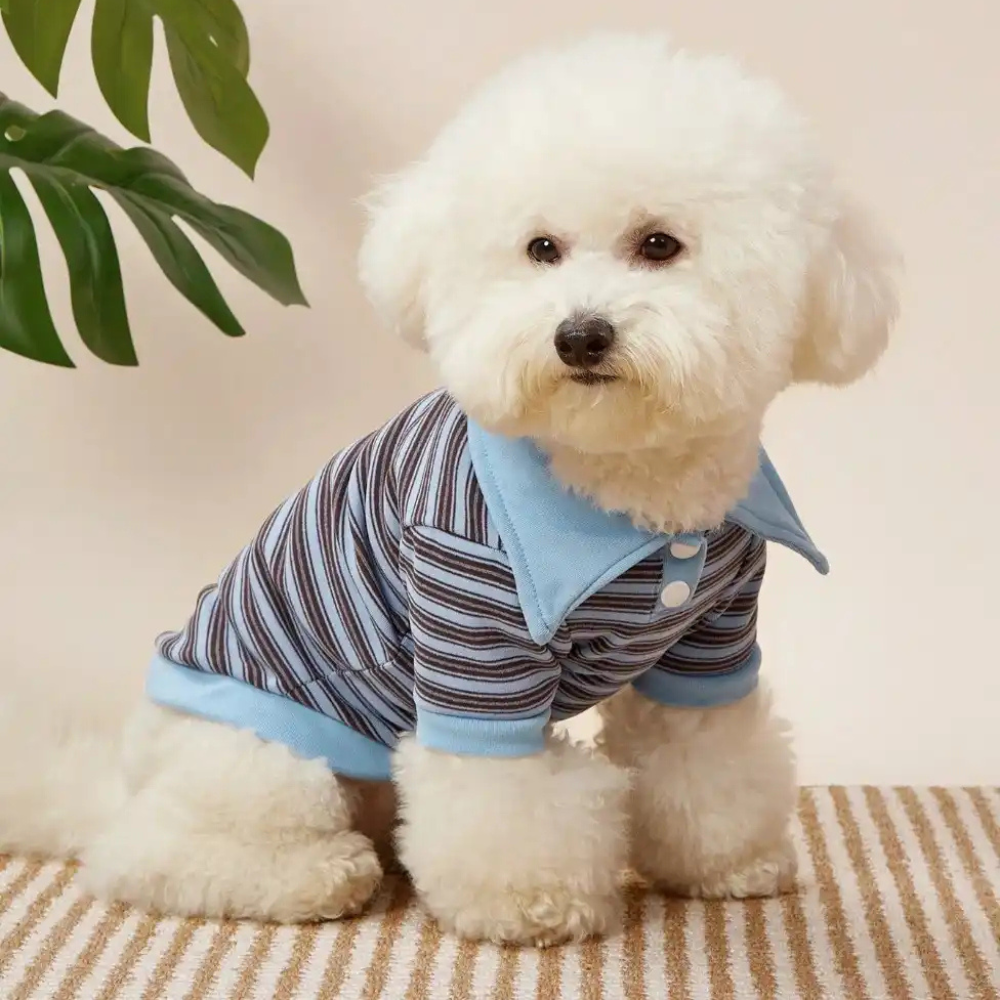 Striped Design Pet Polo Shirt For Cats And Dogs Winter Wear