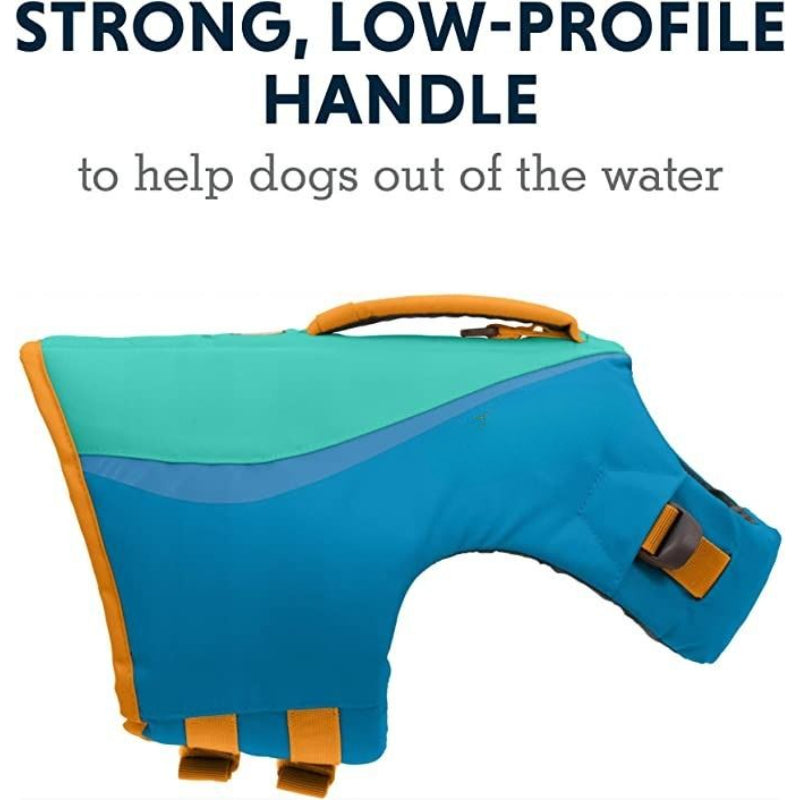 Float Coat Dog Life Jacket, Swimming Safety Vest With Handle, Wave Orange, Small-Paw Print Pad