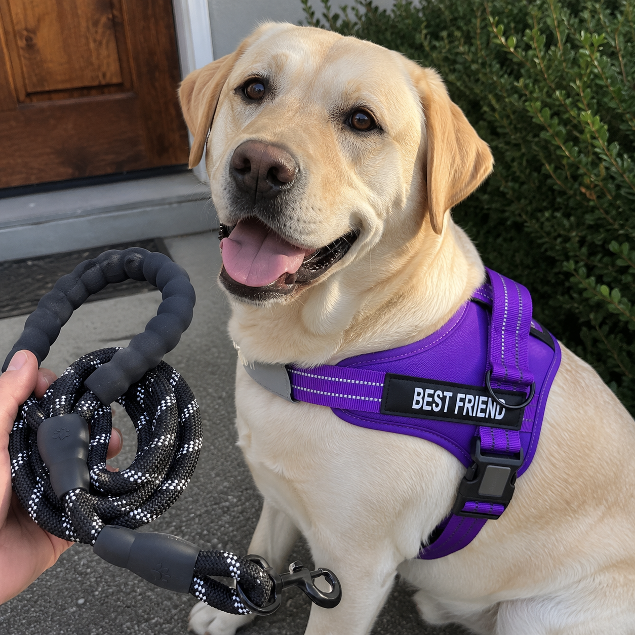 Reflective Adjustable Soft Padded Dog Harness and Leash Combo