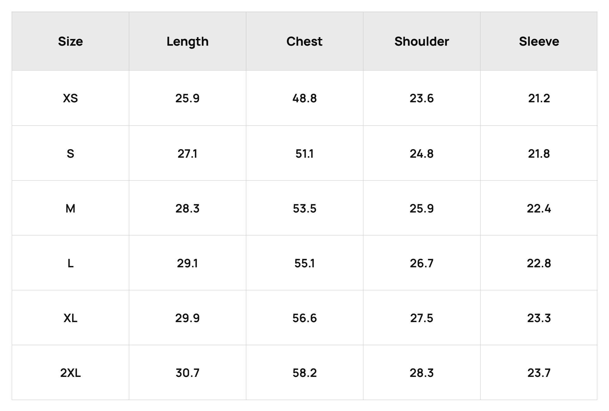 Size Chart