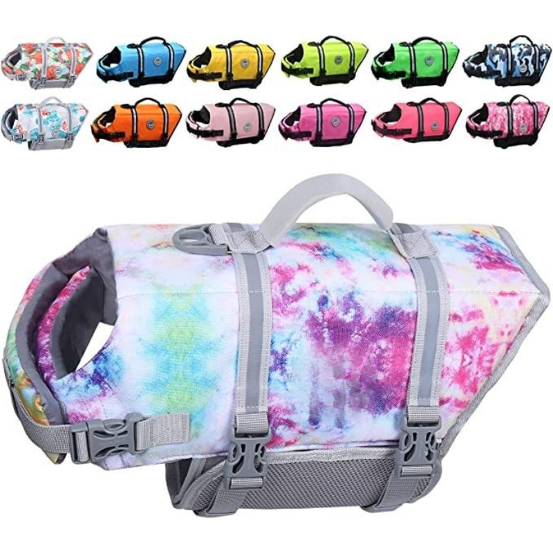 Ripstop Dog Life Vest, Reflective Adjustable Life Jacket For Dogs-Paw Print Pad