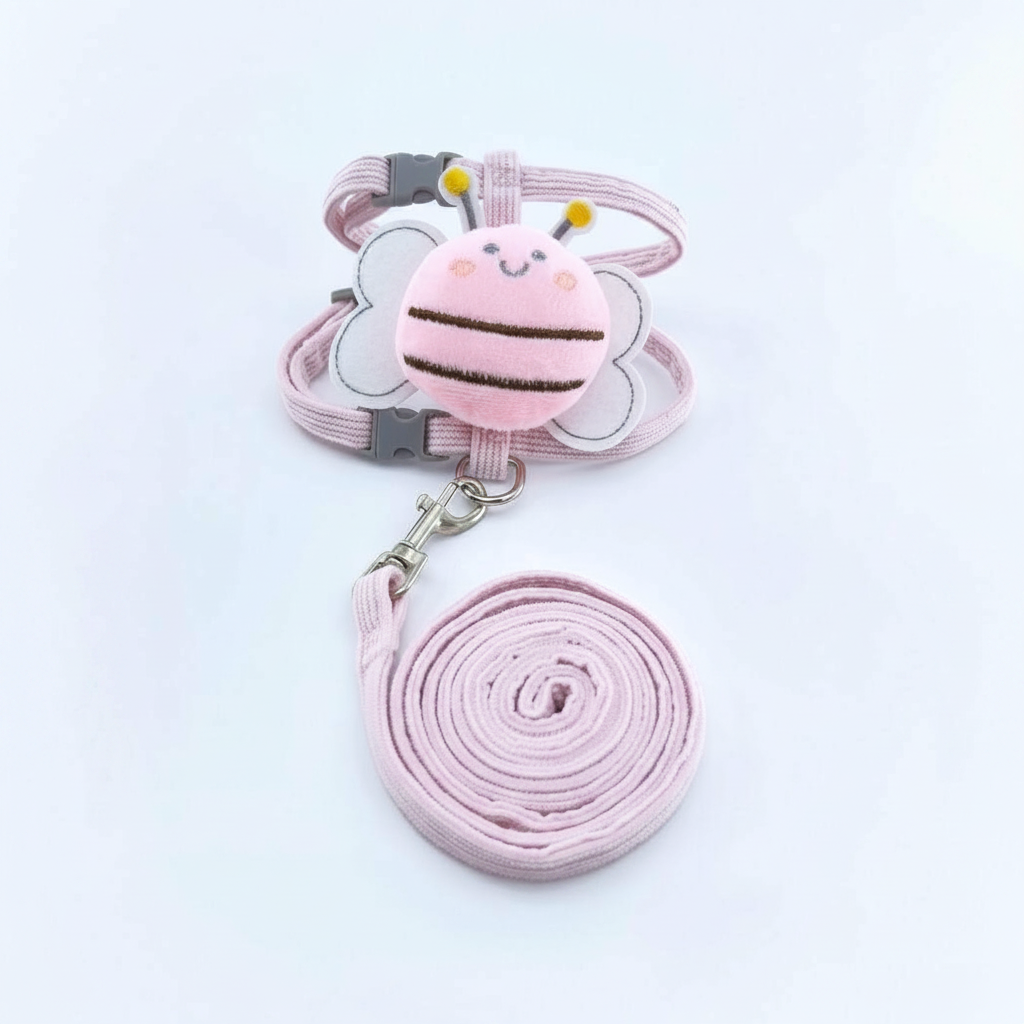 Adjustable Bee Design Pet Harness And Leash Set For Cats And Small Dogs