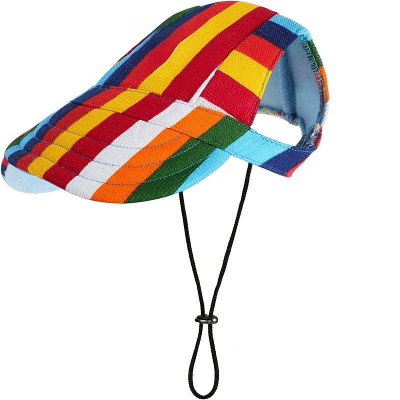 Baseball Dog Hat's With Ear Holes And Adjustable Drawstring-Paw Print Pad