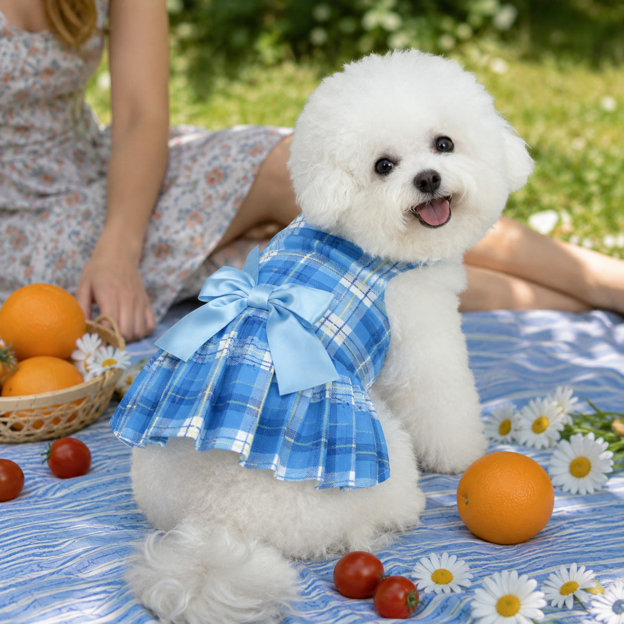 Summer Pack Of 4 Bowknot Plaid Dresses For Dogs