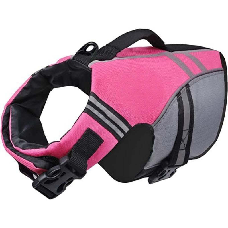 New Sports Style Ripstop Dog Life Jacket With Superior Buoyancy & Rescue Handle, Bright Yellow, M-Paw Print Pad