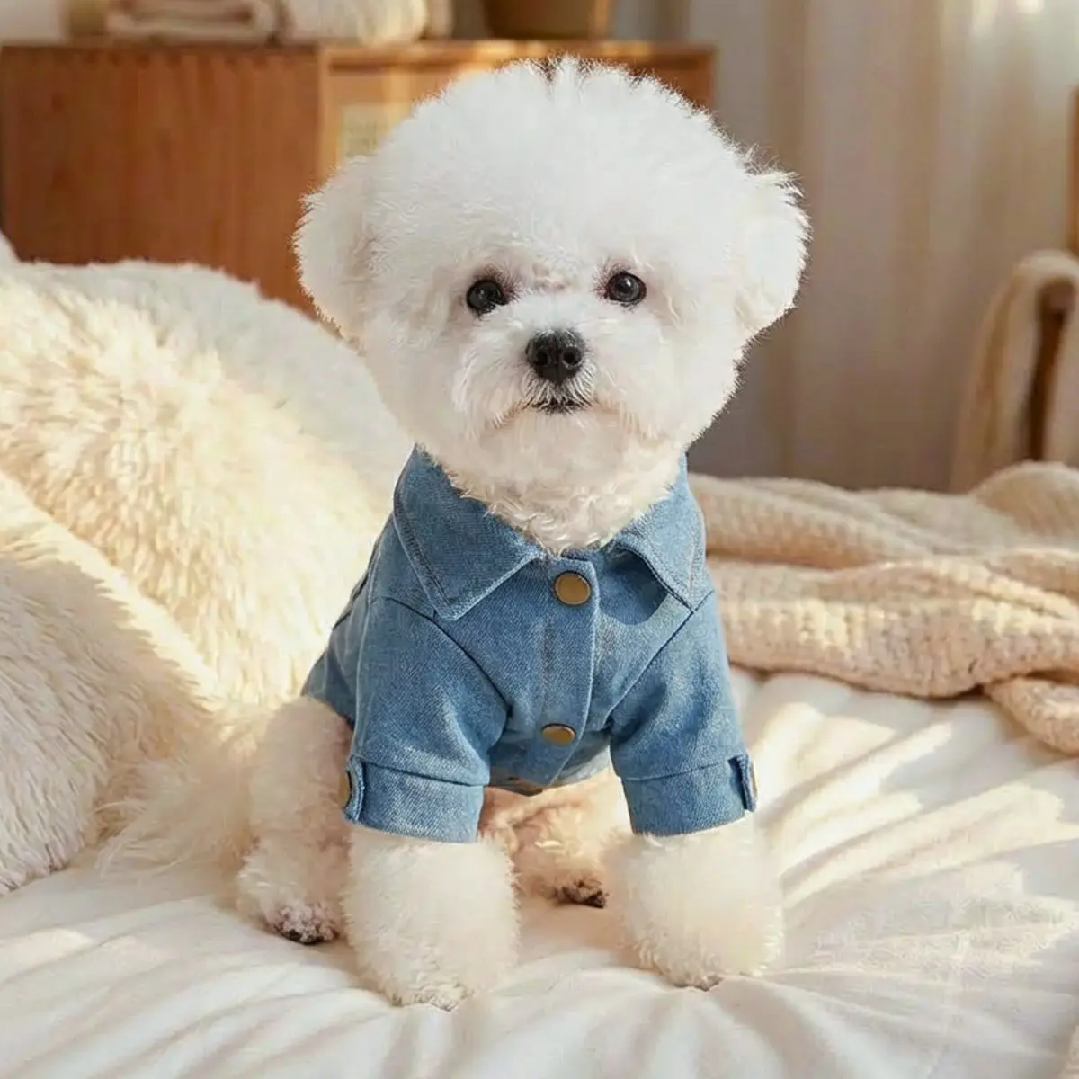 Faux Denim Pet Jacket For Small Dogs Puppies And Cats