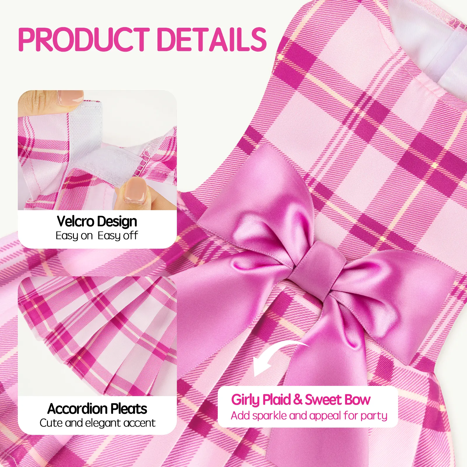 XPUDAC 4 Pieces Plaid Dog Dresses for Small Dog Sweet Bowknot Cute Puppy Dress Pet Princess Clothes for Birthday Holiday Spring Summer Pet Outfits Summervibes Petlovers, Holidays, Birthdays, S, Xxs, Festive Plaid Look