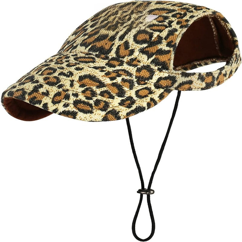 Baseball Dog Hat's With Ear Holes And Adjustable Drawstring-Paw Print Pad