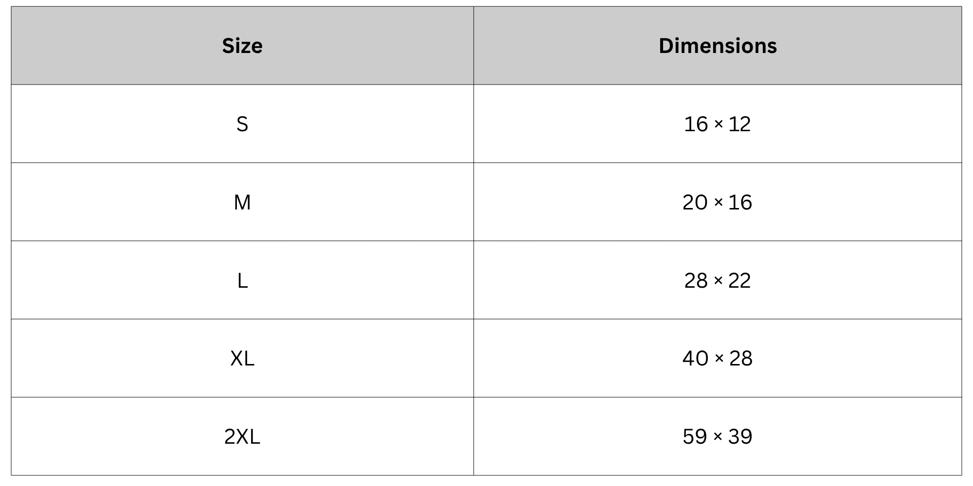 Size Chart