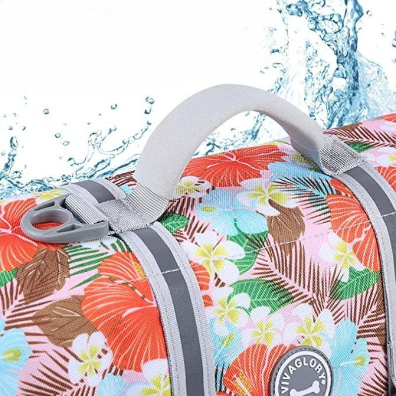 Ripstop Dog Life Vest, Reflective Adjustable Life Jacket For Dogs-Paw Print Pad