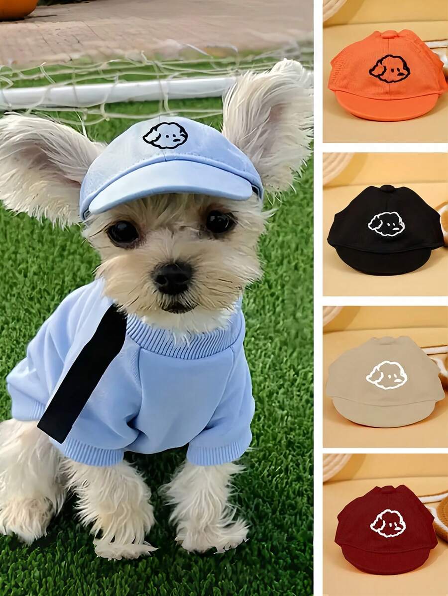 Adjustable Pet Sun Hat, Cartoon Dog Embroidered Pattern - Small Dog & Cat Baseball Cap, Outdoor Waterproof Sunshade, Multiple Colors Available - Multicolor - View 13
