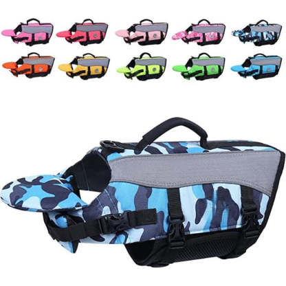 Dog Life Jackets With Extra Padding Pet Safety Vest For Dogs Lifesaver Preserver, Yellow, X-small-Paw Print Pad