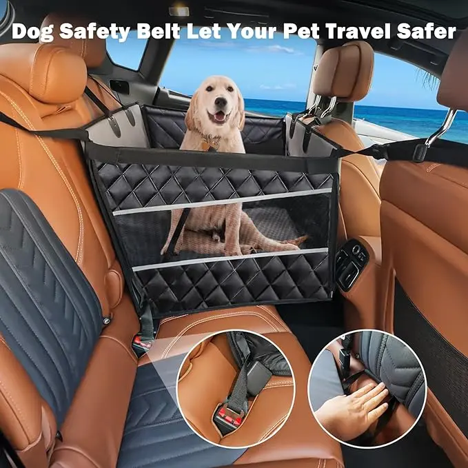 Car Backseat Non Slip Dirt Resistant Waterproof Cover With Storage Pockets For Pets