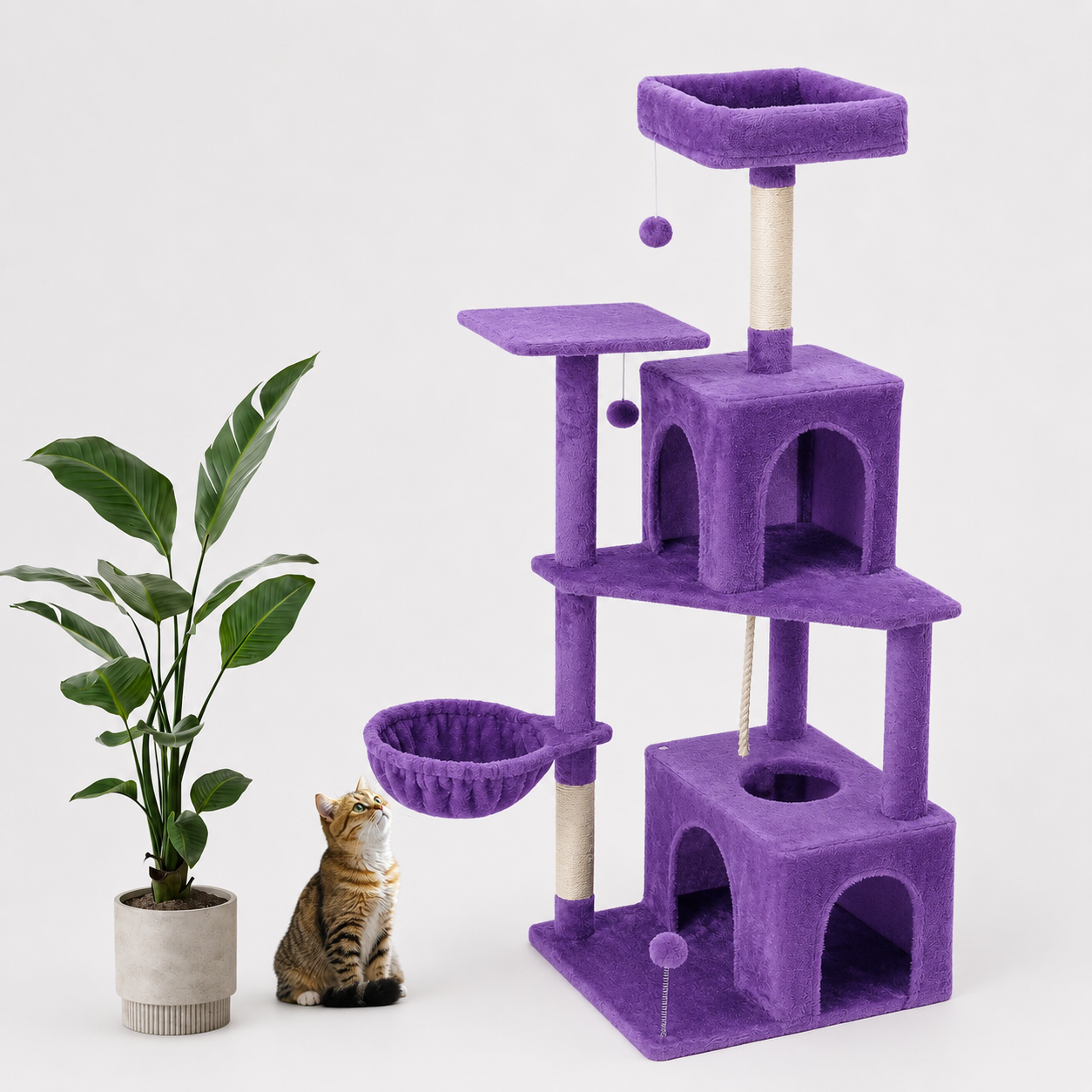 Cozy Indoor Plush Condo Cat Tower For Cats