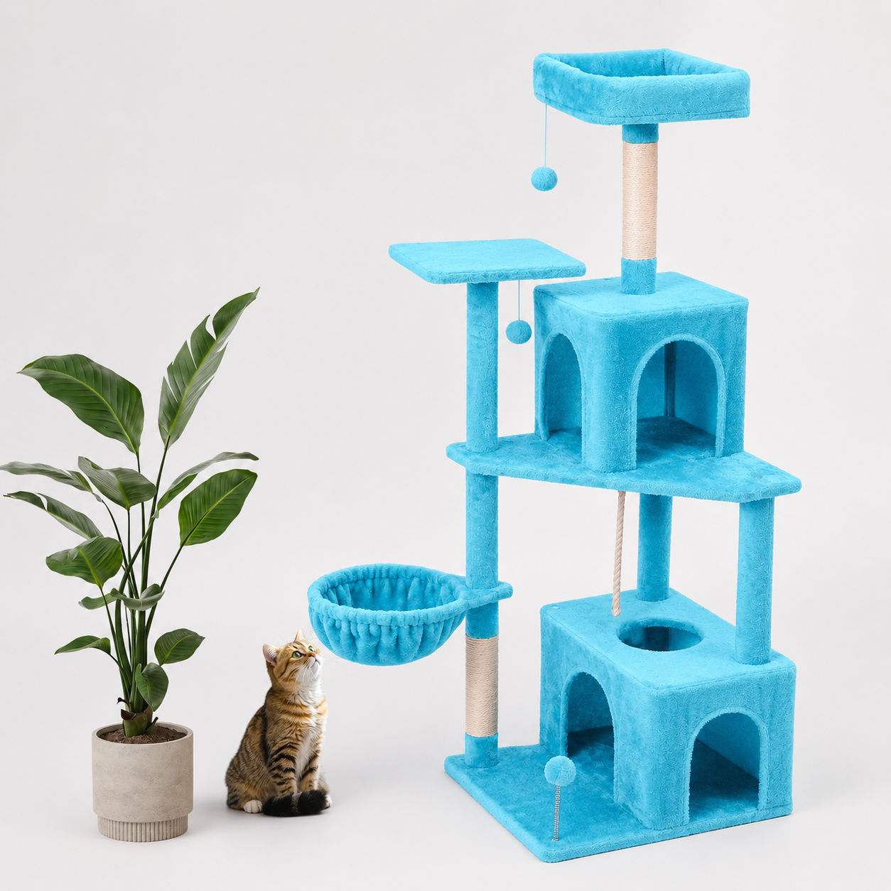 Cozy Indoor Plush Condo Cat Tower For Cats