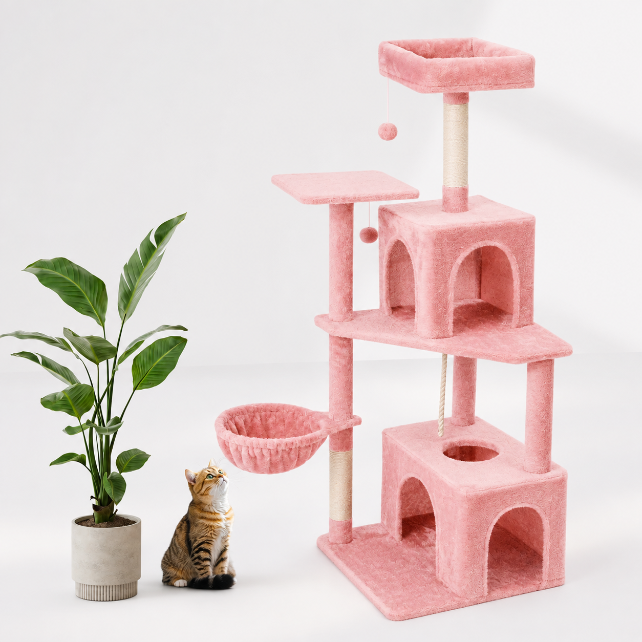 Cozy Indoor Plush Condo Cat Tower For Cats