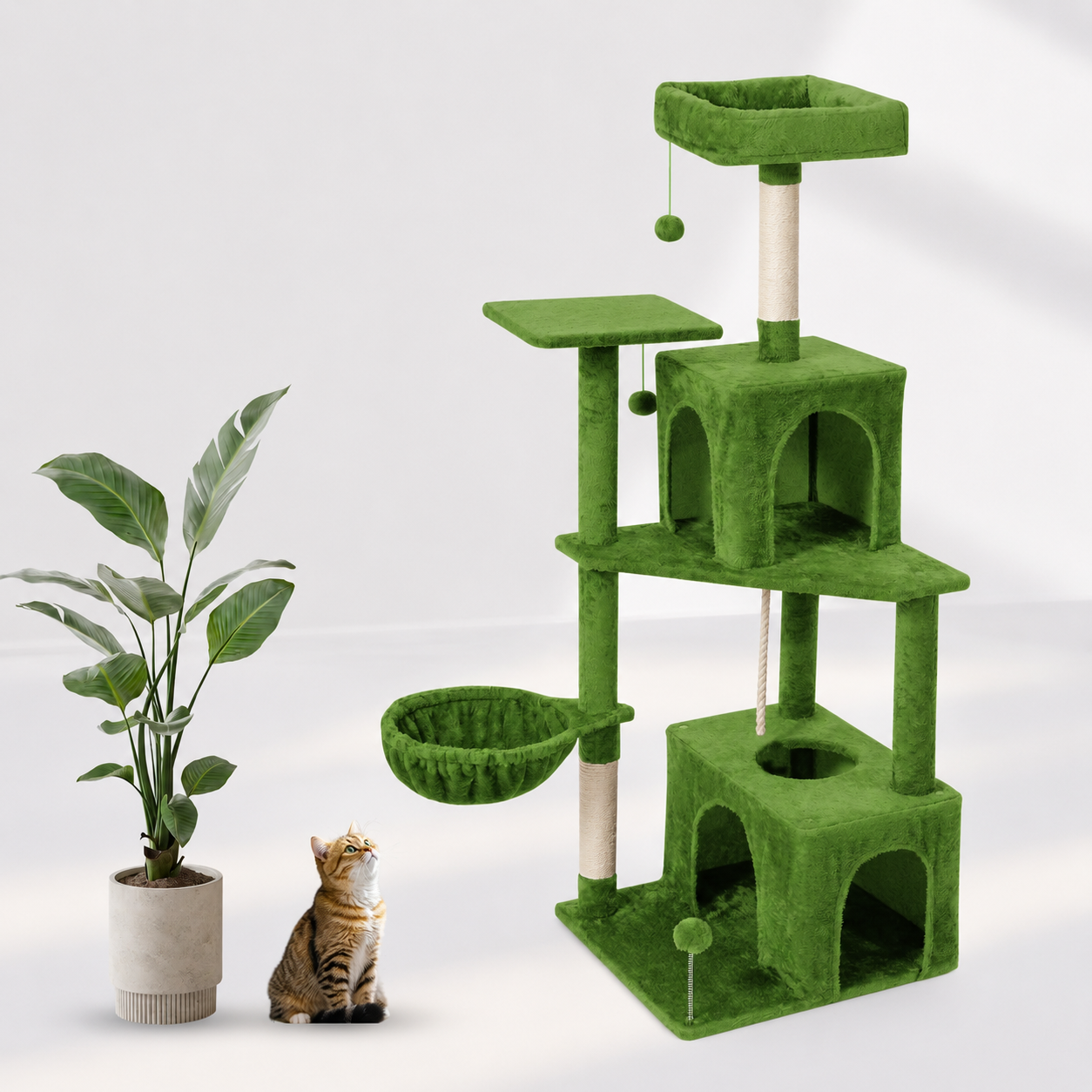 Cozy Indoor Plush Condo Cat Tower For Cats
