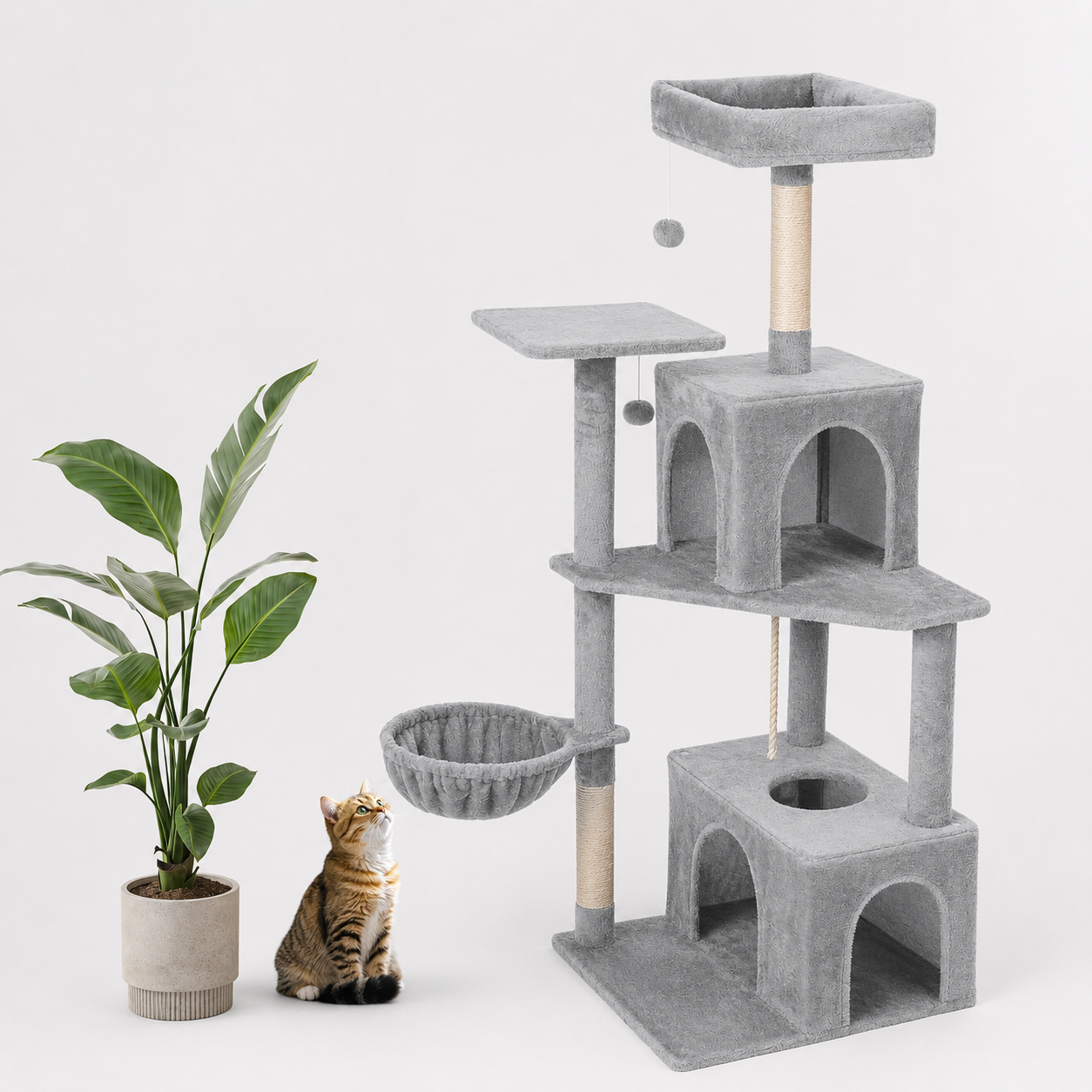 Cozy Indoor Plush Condo Cat Tower For Cats